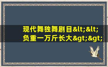 现代舞独舞剧目<<负重一万斤长大>>